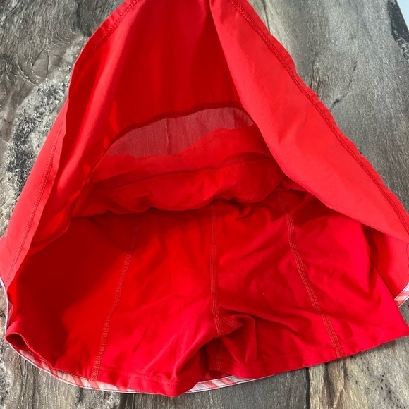 Lululemon Y2K Run Track Attack Love Red Twin Stripe Skirt Short Skort size 6 - Picture 7 of 16